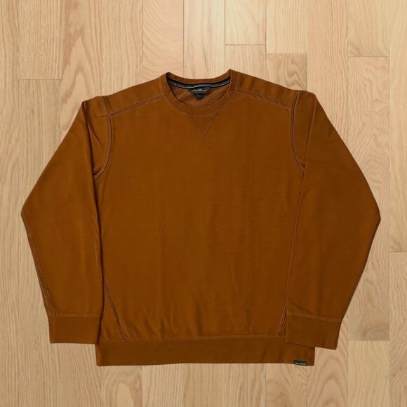 Eddie Bauer Mens Relaxed Fleece Sweatshirt Medium Brown Crew Neck Long Sleeve - Picture 7 of 7